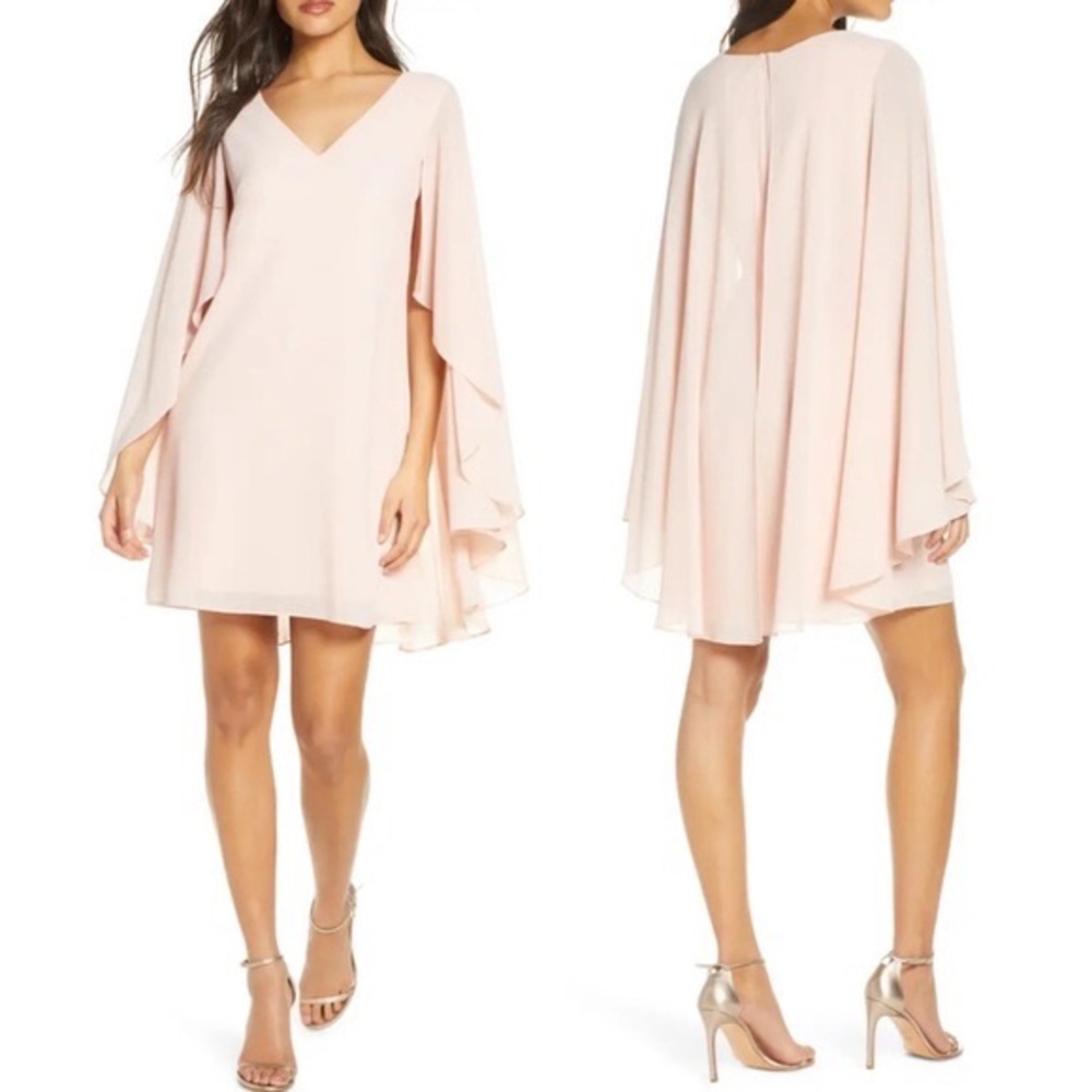 Vince Camuto Chiffon Cape Shift Dress Sz 0 NWOT Pink